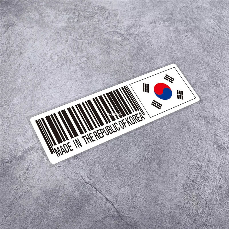 National Flag Bar Code Made in Germany Switzerland USA Italy Stickers Car Styling Vinyl Tape Motorcycle Decal Waterproof (ONLINE ORDER ONLY)
