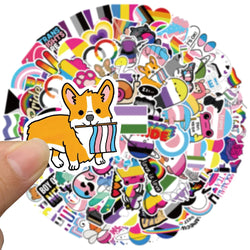 50/100pcs Colorful Cool Cartoon Rainbow LGBTQ Stickers For Laptop Phone Guitar Luggage Diary Waterproof Graffiti Vinyl Decals (ONLINE ORDER ONLY)