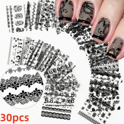 50 Sheets! 3D Flower Nail Art Stickers Decals NOT Repeat Black/White/Colorful Self Adhesive Nail Sticker Decals Random Pattern * (ONLINE ORDER ONLY)