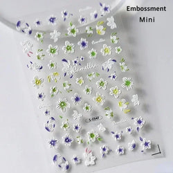 Charming Dreamy Shiny Jelly Blue Gradient Lily Flowers Rose Petal White Dot Chinese Colorful Nail Art Stickers Manicure Decals (ONLINE ORDER ONLY)