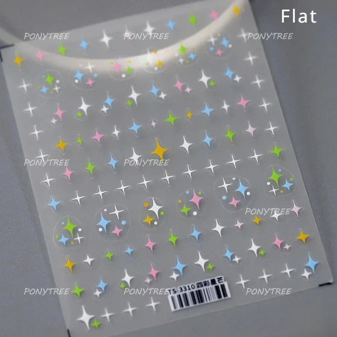 Hollow Out Black Gold Star Starburst Round Dot Night-time Tiny Spot Self Adhesive Nail Art Stickers Manicure Decals Wholesale (ONLINE ORDER ONLY)