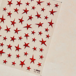 Irregular Stars Red Silver Five-pointed Star Meteor Shiny 5D Self Adhesive Nail Art Stickers Romantic Rhinestone Manicure Decals (ONLINE ORDER ONLY)