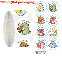 1 Inch Dinosaur Thank You Stickers - 50/100/500pcs Labels for Packaging, Gifts, Baking, Decor (Online Order Only)