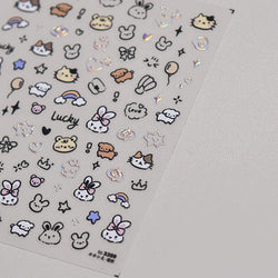 Line Cat Dog Bear Rabbit Chicken Animals Apple Cherry Cake Bowknot Butterfly Balloon Rainbow Nail Art Stickers Manicure Decals (ONLINE ORDER ONLY)