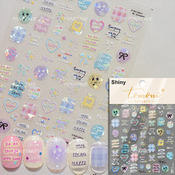 Cat Kitten Rabbit Flower Bouquet Bowknot Vase Bunny Grid Star Blocks Round Warm Sun Decoration Nail Art Stickers Manicure Decals (ONLINE ORDER ONLY)
