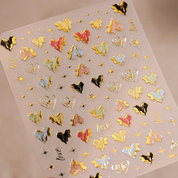 Colored Crystal Star Love Heart Shiny Silver Hollowed Smudging Rainbow Flower Jelly Embossed Nail Art Stickers Manicure Decals (ONLINE ORDER ONLY)