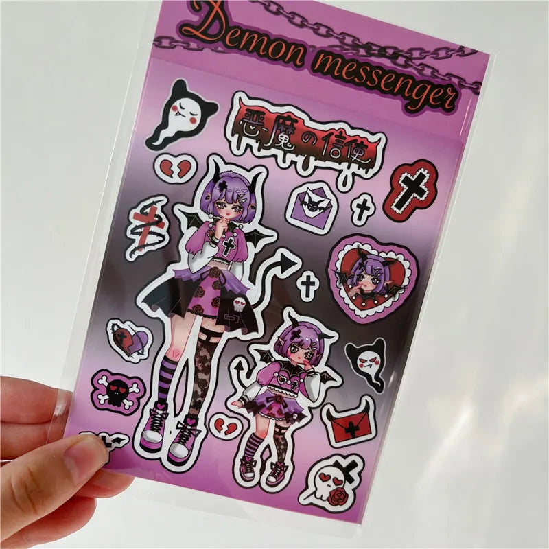 Korean ins Devil Angel Girl Stickers Diary Scrapbooking DIY Album Decoration Sticker Aesthetic Personalized Kawaii Stationery (ONLINE ORDER ONLY)