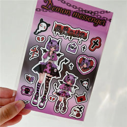 Korean ins Devil Angel Girl Stickers Diary Scrapbooking DIY Album Decoration Sticker Aesthetic Personalized Kawaii Stationery (ONLINE ORDER ONLY)