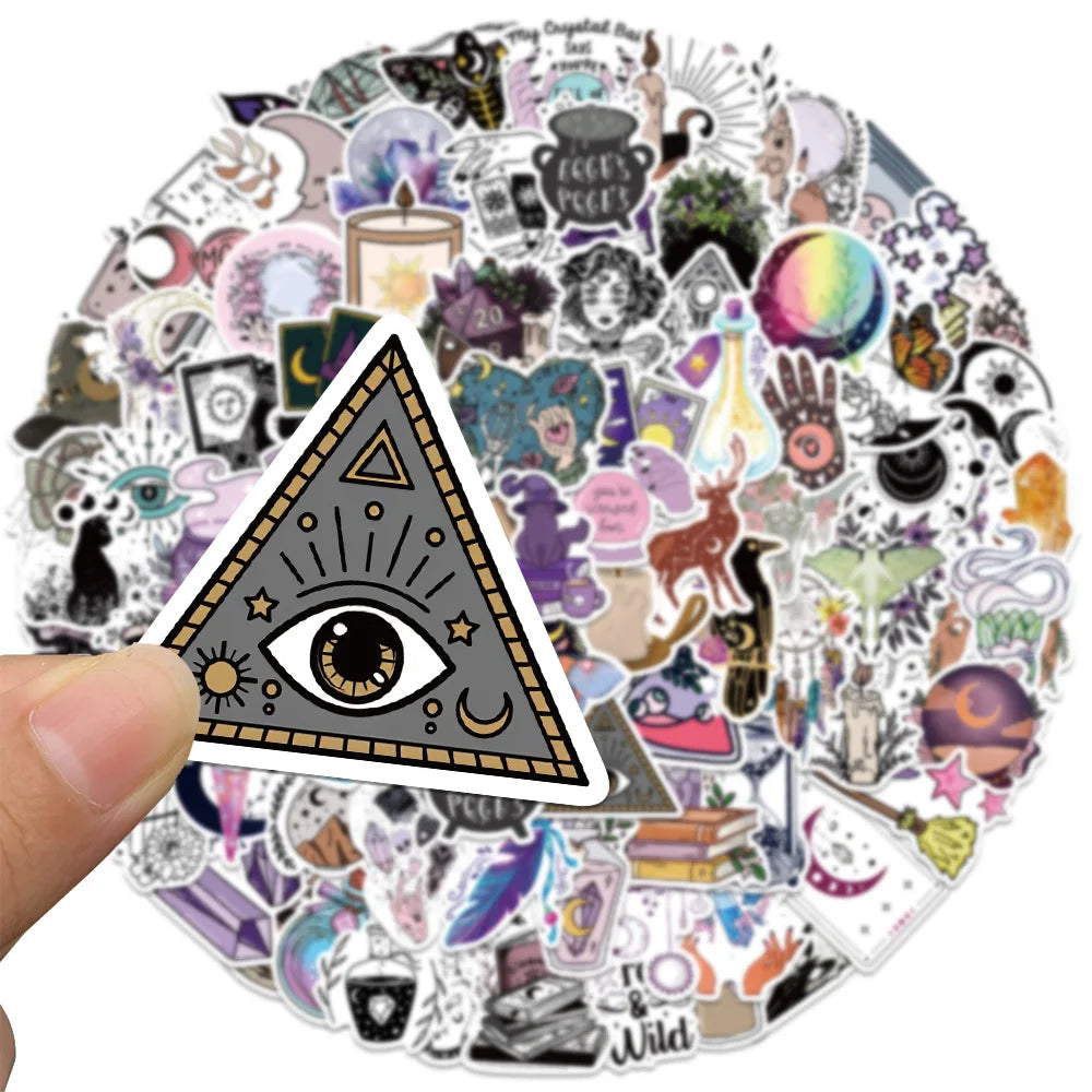 10/30/50/100pcs Boho Witchy Apothecary Stickers Witch Tarot Goth Decals Laptop Luggage Phone Waterproof Toy Sticker for Kid Girl (ONLINE ORDER ONLY)