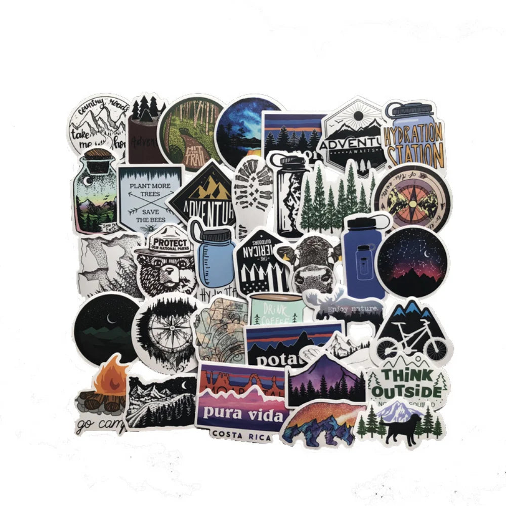 50PCS Camping Travel Stickers Wilderness Adventure Outdoor Landscape Waterproof Decal Sticker DIY Laptop Suitcase Motor Car (Online Order Only)