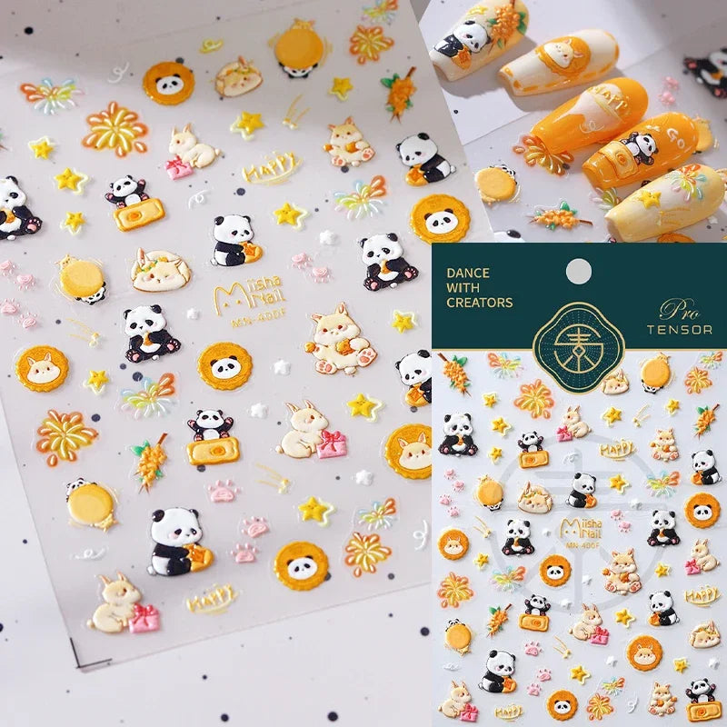 Bowknot Bear Cake Chocolates Food Star Cherry Apple Cook Love Heart Adhesive Nail Art Sticker Rhinestone Reliefs Manicure Decal (ONLINE ORDER ONLY)
