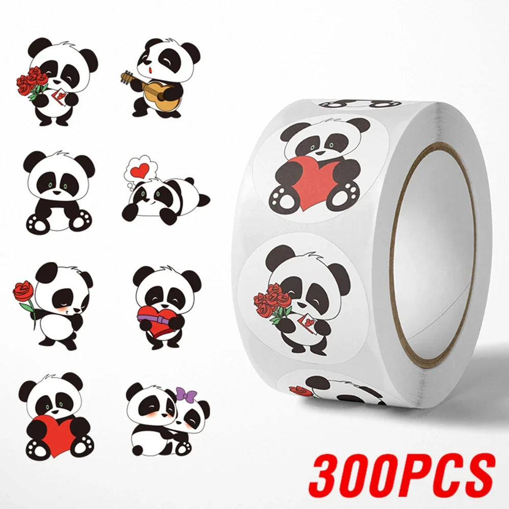 100-500pcs Cute Animal Panda Stickers for Envelope Praise Reward Student Work Label Stationery Seal Lables 1inch/2.5cm (ONLINE ORDER ONLY)