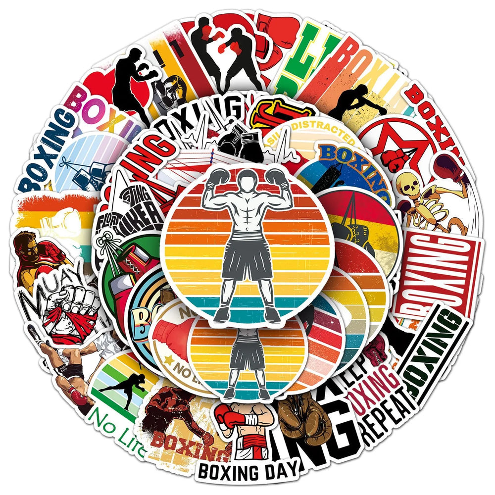 10/50Pcs Cool Boxing Wrestling Sport Cartoon Stickers Vinyl Decals DIY Motorcycle Luggage Phone Waterproof Car Styling Sticker (ONLINE ORDER ONLY)
