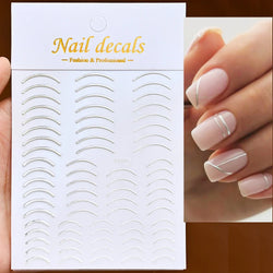 1Pc Laser Silver Gold Lines Stripe Nail Sticker Metal Strip Luxury Nails Slider Self Adhesive Slider Papers Transfer Stickers *& (Online Order Only)