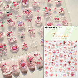 Black Rabbit Bunny Ribbon Bowknot Flower Cake Daisy Dessert Knife Fork Butterfly Self Adhesive Nail Art Stickers Manicure Decals (ONLINE ORDER ONLY)