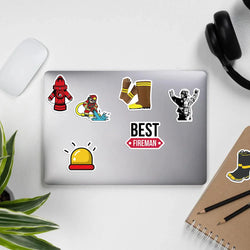 10/52Pcs Cartoon Red Firefighter Waterproof Cool Stickers for Scrapbook Skateboard Snowboard Laptop Luggage Bicycle Kids Toys (ONLINE ORDER ONLY)