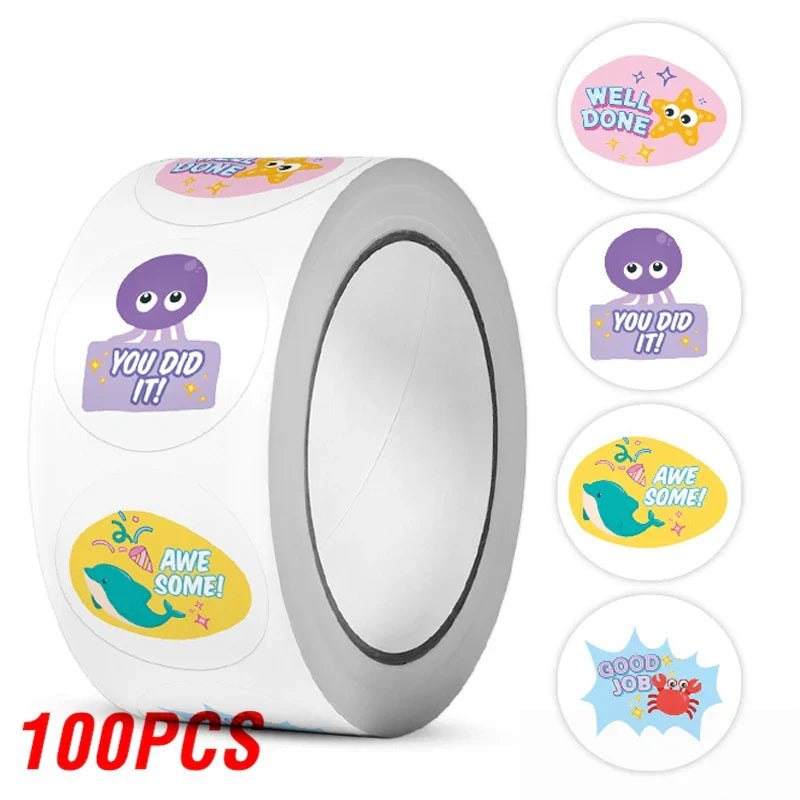 100-500pcs Cartoon Reward Stickers For Children School Encouragement Toy Gift Baking Party Decoration Label Stationery Sticker (ONLINE ORDER ONLY)