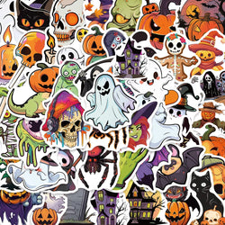 10/30/50pcs Cute Hallowmas Horror Skull Cartoon Stickers Decals Kids Toy Laptop Suitcase Phone Car Skateboard Waterproof Sticker (Online Order Only)