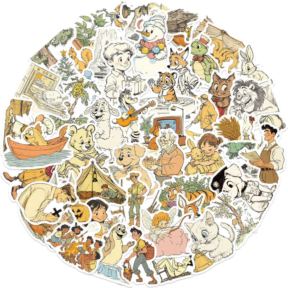 50pcs Fluffy Holiday and Funny Animals Stickers For Water Bottles Laptop Skateboard Computer Vinyl Waterproof Stickers (Online Order Only)