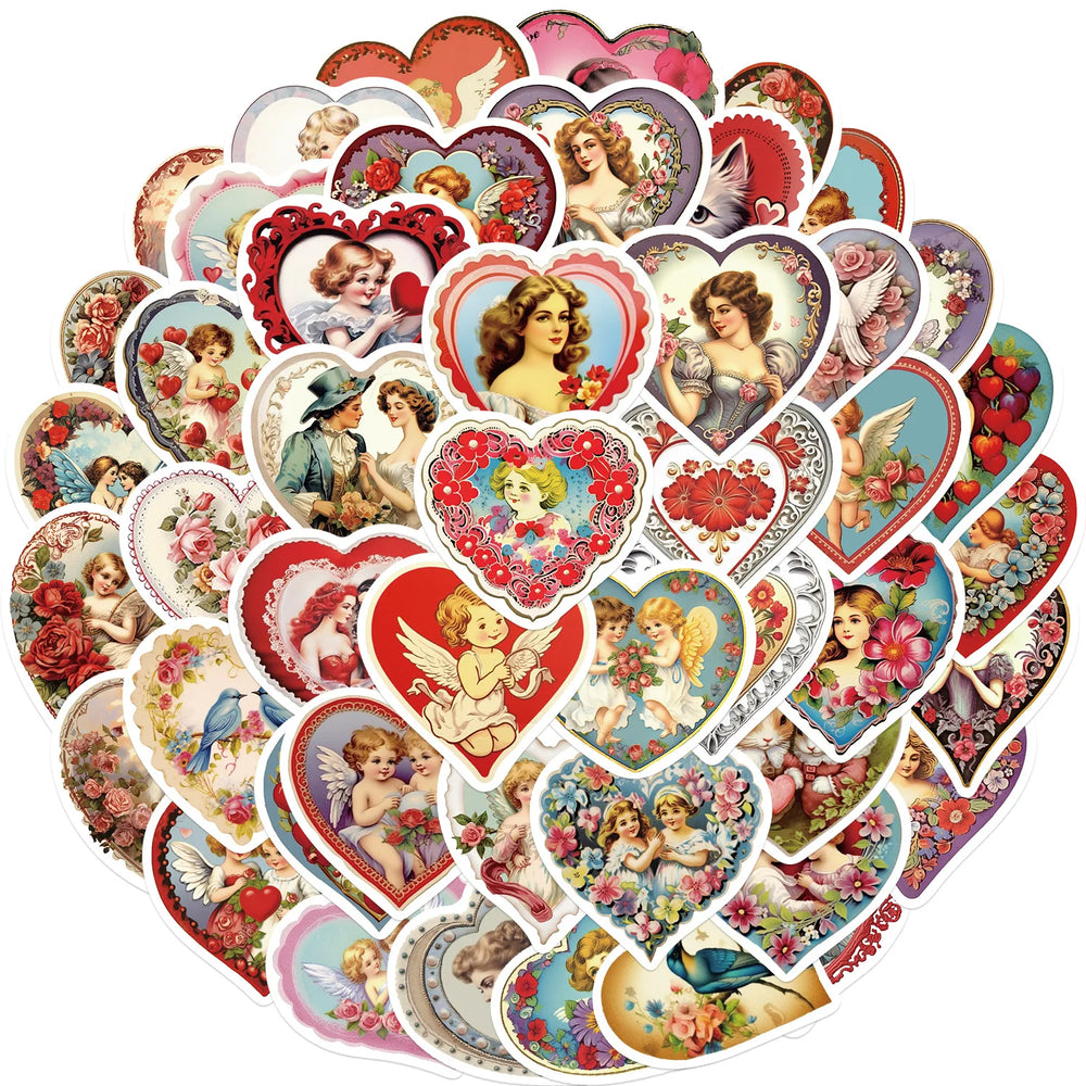 Vintage Victorian Love Stickers 10/30/50Pcs for Suitcase, Skateboard, Laptop, Luggage, Fridge, Phone, Car, DIY Decals (ONLINE ORDER ONLY)