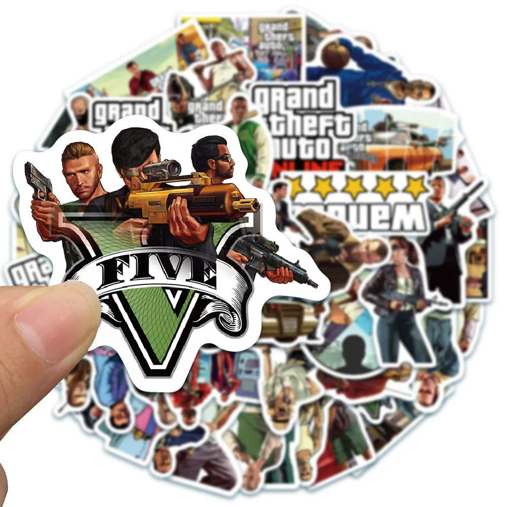 10/30/50pcs Game Grand Theft Auto Adventure Gta5 Sticker for Laptop Car Motorcycle Skateboard Graffiti Decal Sticker Kids Toys (ONLINE ORDER ONLY)