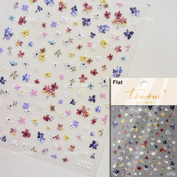 Wild Flower Oil Painting Small Variegated Daisy Peach Blossom Lavender Spring Petal Adhesive Nail Art Stickers Manicure Decals (Online Order Only)