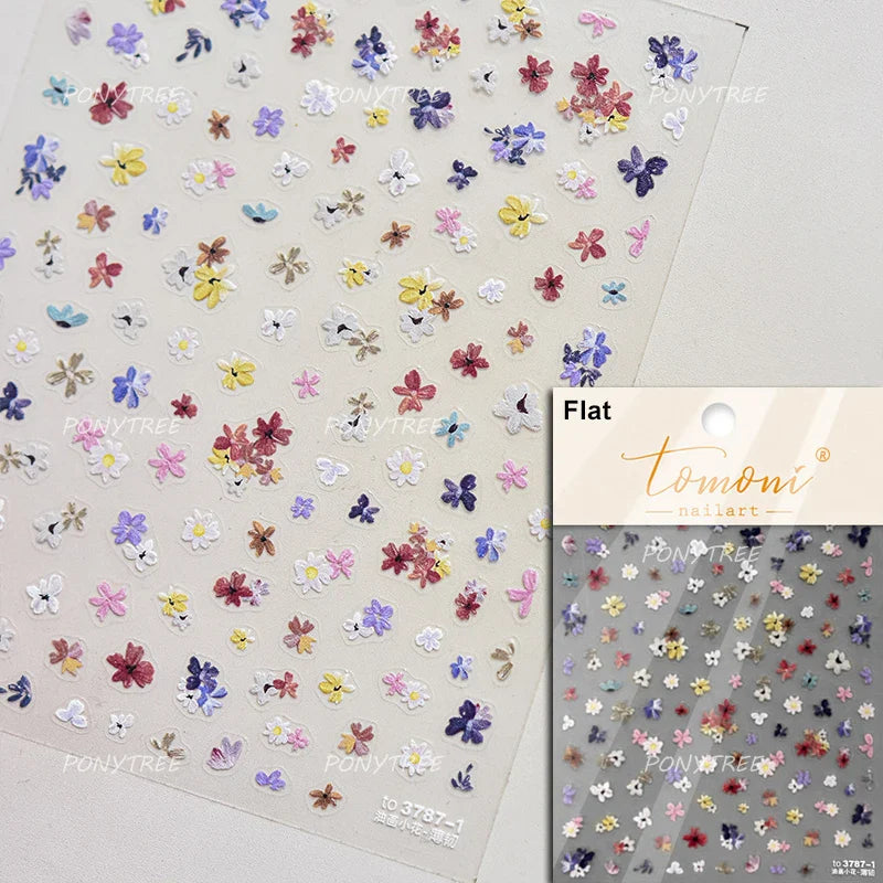 Gold Foil Dried Flowers Leaf Floral Print Daisy Rose Flower Peach Blossom Adhesive Nail Art Decoration Sticker Manicure Decals (ONLINE ORDER ONLY)