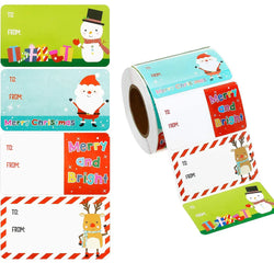 500pcs/roll Christmas Stickers Scrapbooking Photo Album Embellishments Christmas Decoration Gift Series Rectangle Sealing label (Online Order Only)