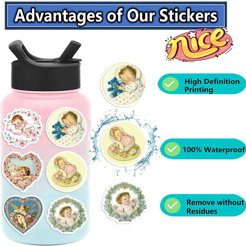 50Pcs Angel Waterproof Decorative Stickers for Phone Case Laptop Helmet Skateboard DIY Creative Graffiti Sticker Decoration (ONLINE ORDER ONLY)