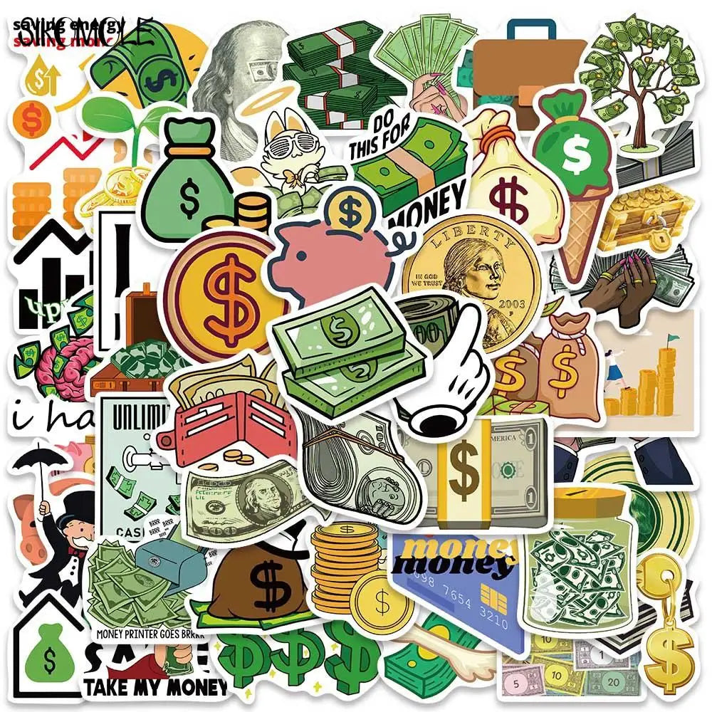Cartoon Gold Coin Stickers for Luggage, Guitar, Fridge, Laptop, Kids Decals (Online Order Only)