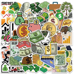 Cartoon Gold Coin Stickers for Luggage, Guitar, Fridge, Laptop, Kids Decals (Online Order Only)
