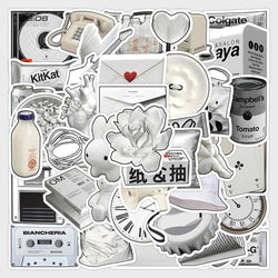 Cartoon White Stickers Set: Waterproof DIY Skateboard Phone Laptop Fridge Wall Decals (ONLINE ORDER ONLY)
