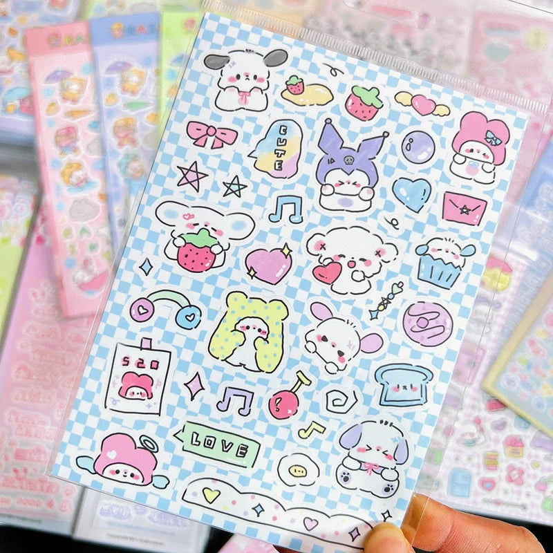 Korean Ins Cute Graffiti Puppy Stickers Planner Journal Collage DIY idol card Scrapbooking Decoration Sticker Kawaii Stationery (Online Order Only)