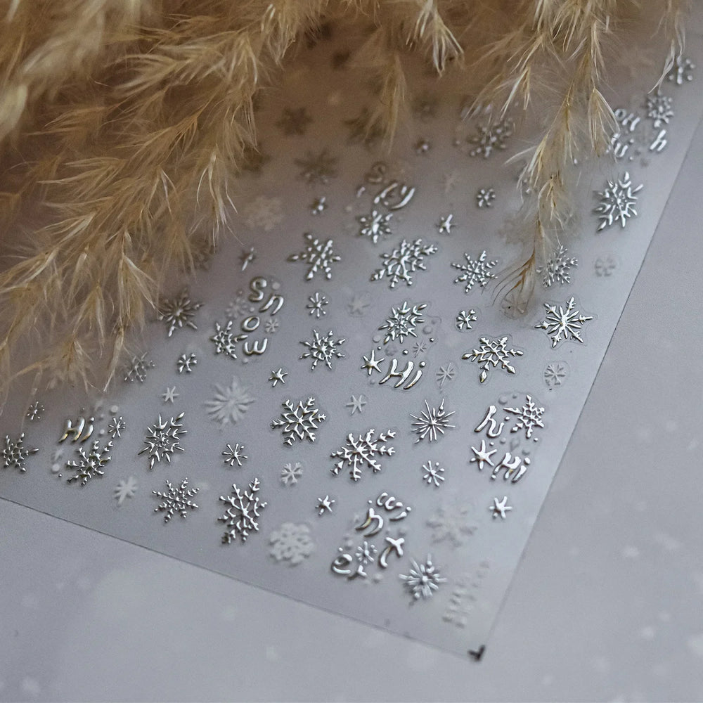 Dressy Embossment Colorful Gradient Snowflakes Laser Silver Christmas Tree Winter Bowknot Santa Nail Art Stickers Manicure Decal (Online Order Only)
