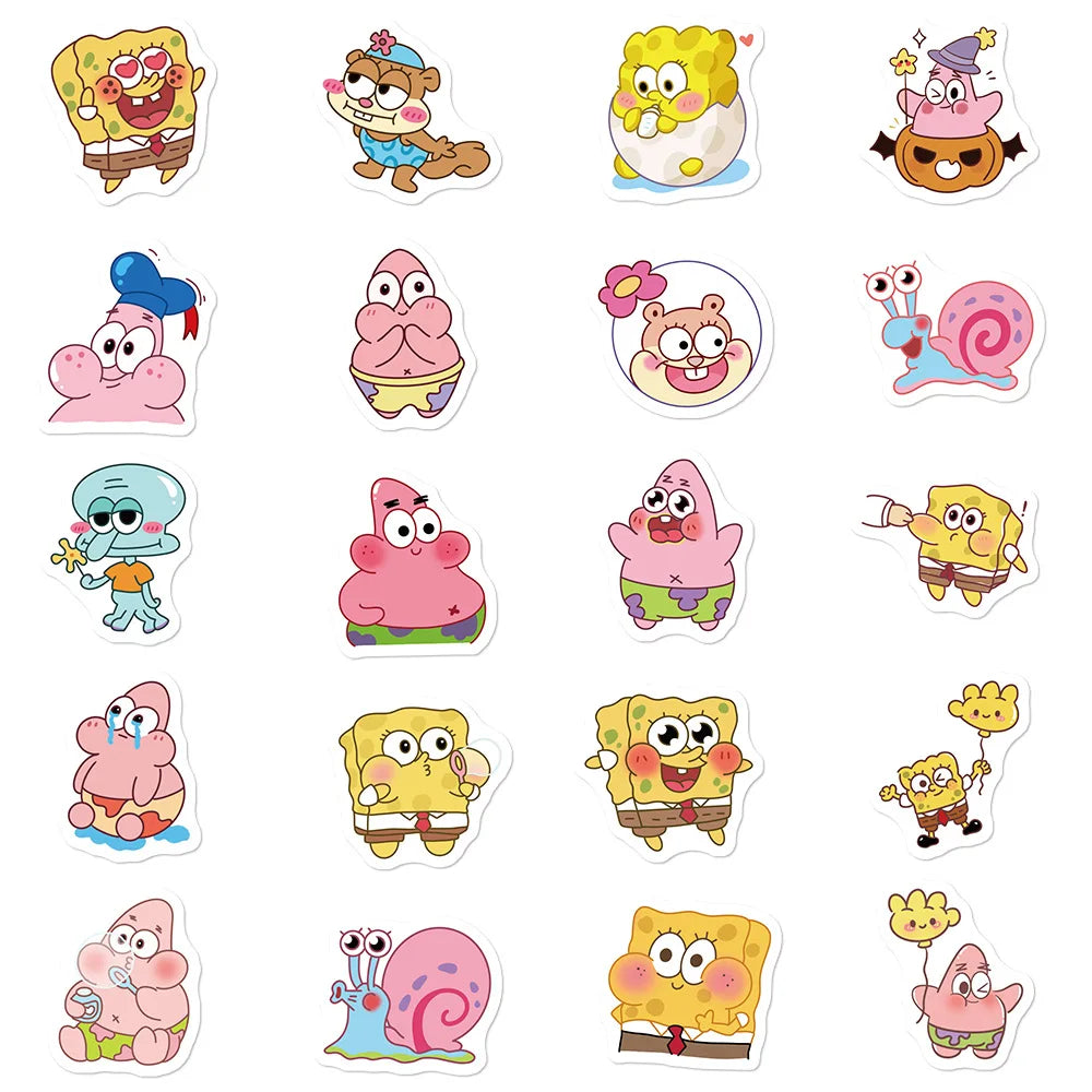 10/30/50/95PCS Spongebob Squarepants Stickers Kawaii Graffiti Decals Scrapbook Luggage Laptop Guitar Bike Cartoon Sticker Toys (ONLINE ORDER ONLY)