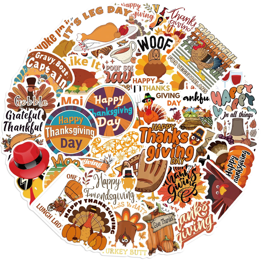 Thanksgiving Graffiti Stickers for Suitcase, Skateboard, Laptop, Luggage, Phone (Online Order Only)