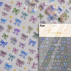 Shiny Pink Silver Gold Bowknot Tie Line Mini Delicate 3D 5D Self Adhesive Nail Art Stickers Embossment Rhinestone Manicure Decal (Online Order Only)