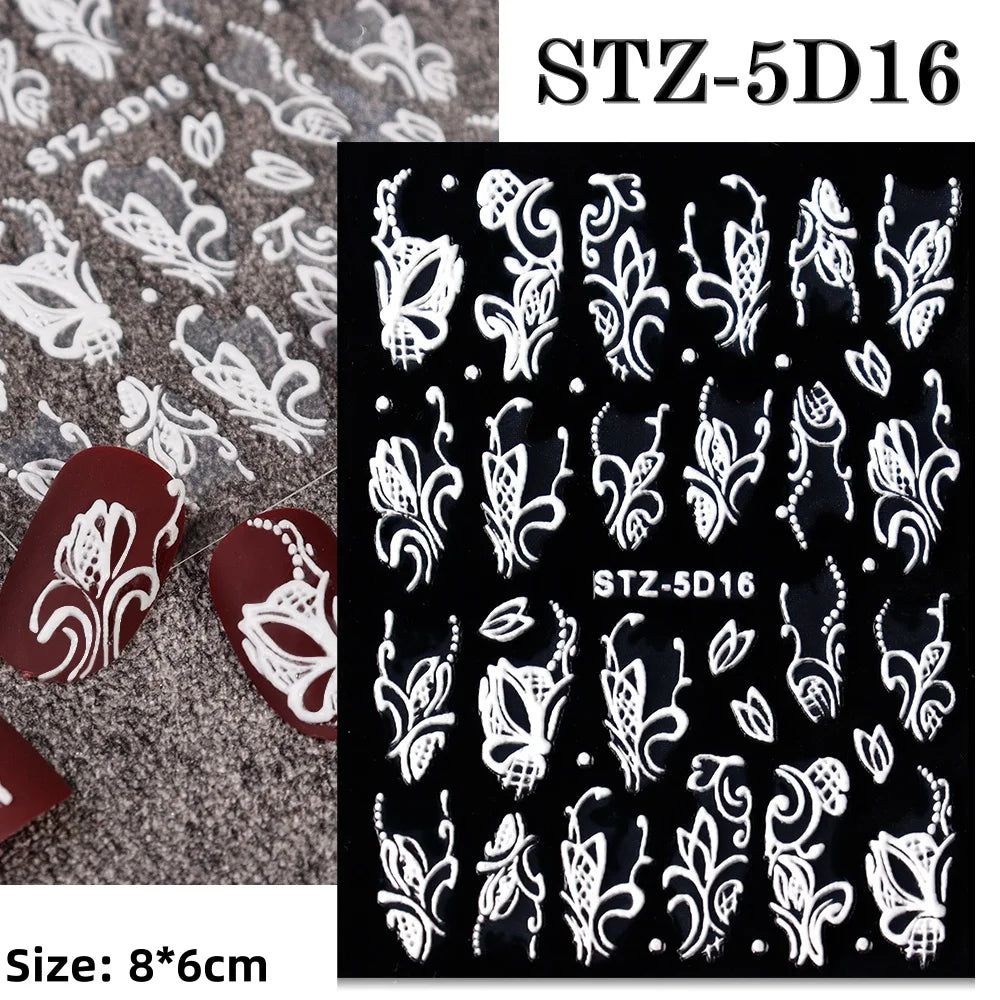 5D Embossed Gingerbread Man Nail Art Sticker Cute Christmas Winter Santa Claus Snowflake Elk Engraved Slider Manicure Decoration (ONLINE ORDER ONLY)