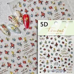 Gradient Halo Dyeing Dark Red Rose Flower Rhinestone Lace Bow Heart 3D Self Adhesive Nail Art Decoration Sticker Manicure Decals (ONLINE ORDER ONLY)