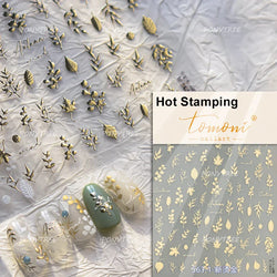 Mini Three Leaf Flower Magnolia Lotus Flower Stem Gradual Petal Line Arc Metal Sillver Delicate Nail Art Stickers Manicure Decal (Online Order Only)