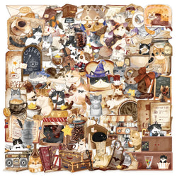 Brown Magic Cat Cafe Stickers PVC Waterproof Skateboard Notebook Graffiti 10/30/50PCS (Online Order Only)