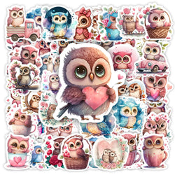 Kawaii Aesthetic Owls Stickers Cute Watercolor Animal DIY Toy Gift Graffiti Decal for Phone Luggage Laptop Scrapbook Waterproof (ONLINE ORDER ONLY)
