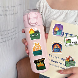 56Pcs Creative Dumpster on Fire Stickers For Phone Suitcase Journal Accessories Scrapbooking Supplies DIY Graffiti Stickers (Online Order Only)