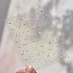 Mini Love Heart Arc Curved Line French Style Minimalist Colourful Self-adhesive Nail Art Decorations Stickers Manicure Decals (Online Order Only)