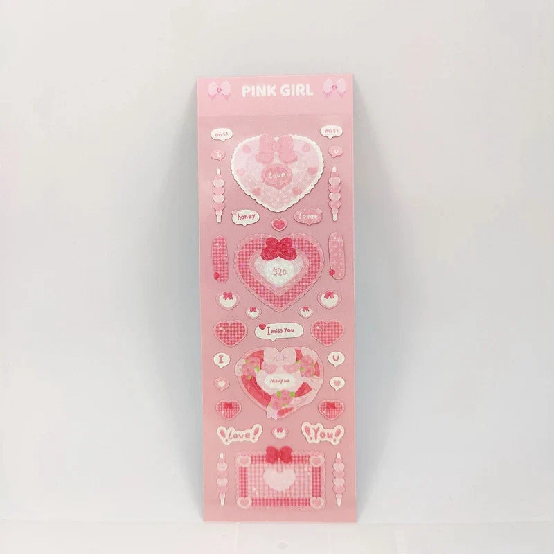 Korean Ins Girls Bow Lace Series Sticker Hand Account Idol Card DIY Album Decoration Scrapbooking Stickers Kawaii Stationery (ONLINE ORDER ONLY)
