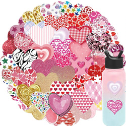 10/30/50PCS Pink Love Cute Heart Stickers Romantic Decals Graffiti Toys DIY Waterproof Phone Notebook Suitcase Bike Guitar Gifts (ONLINE ORDER ONLY)