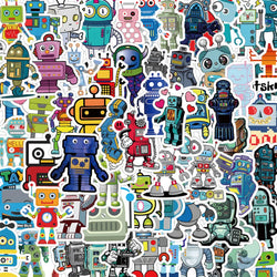 10/50Pcs Robot Graffiti Sticker Personality Cartoon Cute Child Sticker DIY Skateboard Luggage Sticker Wholesale (Online Order Only)