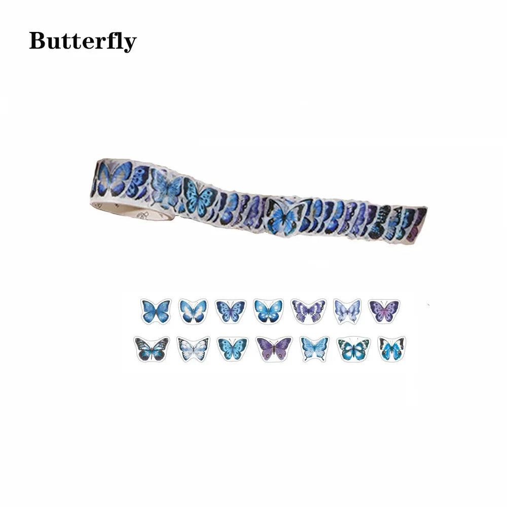 100PCs/Roll Masking Washi Tape Mushroom Butterfly Flower Adhesive Tape Stationery Decoration DIY Scrapbooking Sticker Label (ONLINE ORDER ONLY)
