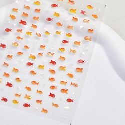 Little Red Fish Jelly Summer Goldfish Carp Ocean Beach Mermaid Sea Shiny Small Koi Soft Relief Nail Art Stickers Manicure Decals (ONLINE ORDER ONLY)