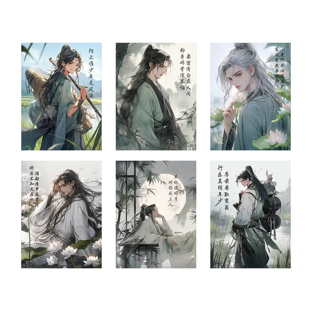 60Pcs Chinese Ancient Style Youth Li Bai Du Fu Poems Classic Poetry Personalized Stickers for Kids PVC Decoration Stationery (Online Order Only)